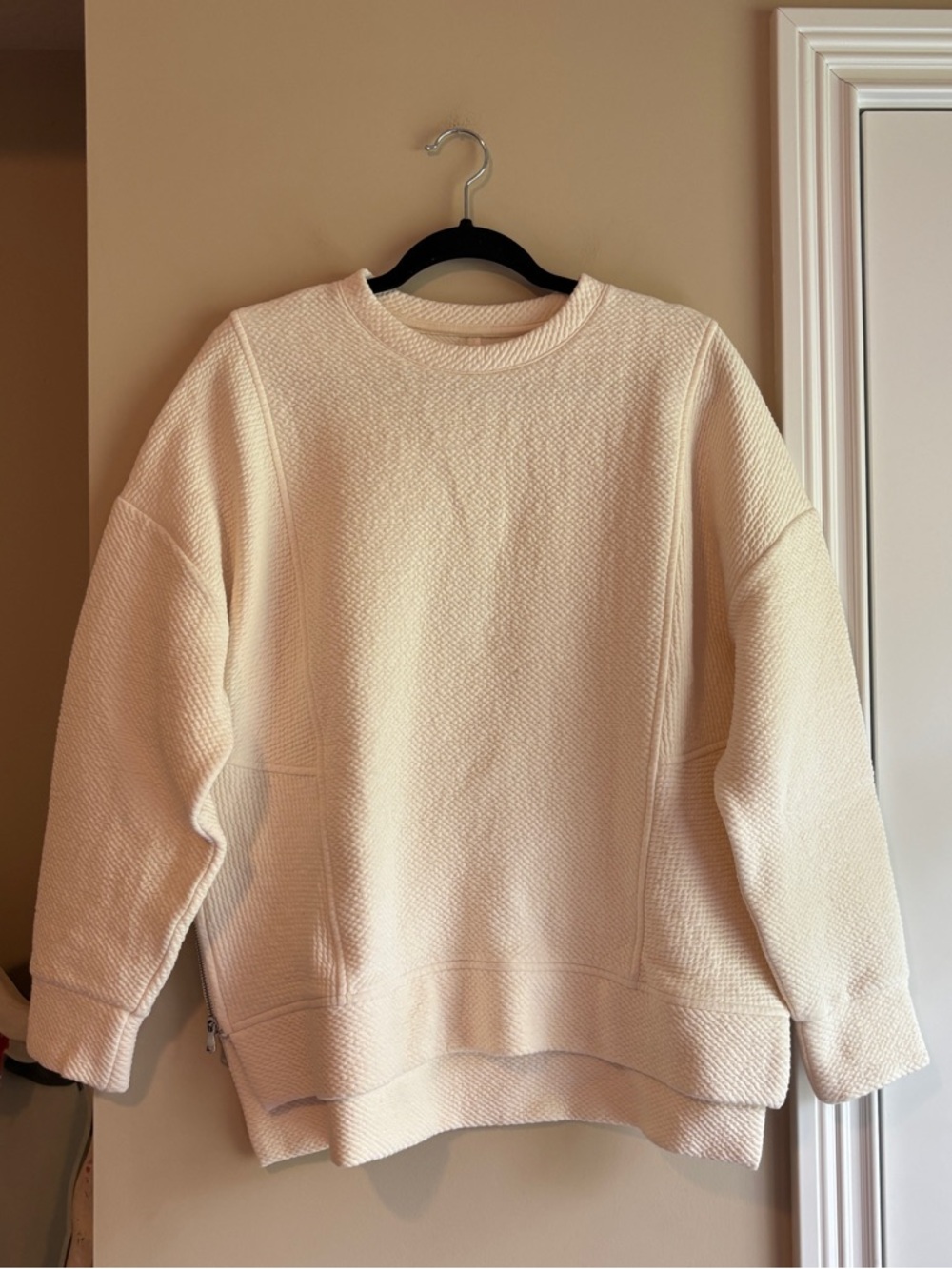 Alia Cream Textured Sweat Top